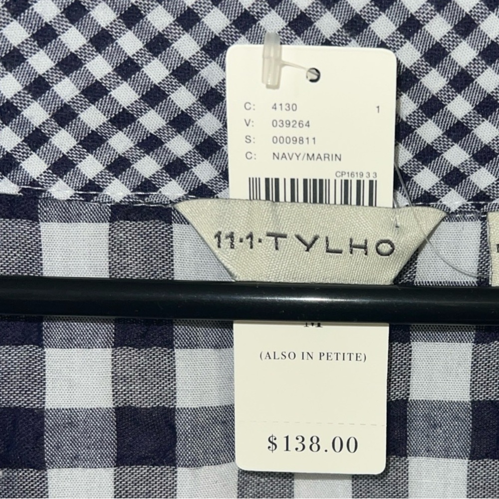 11.1 Tylho Anthropologie V-Neck Gingham Swing Dress NWT - Picture 4 of 4